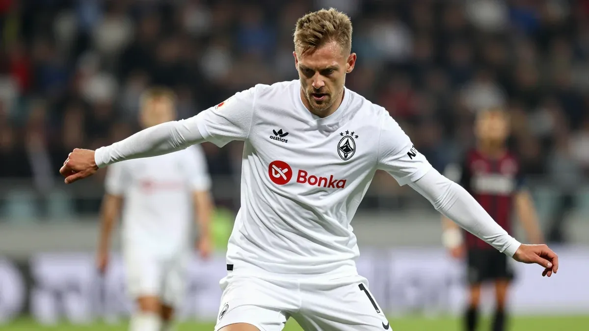 Ein lizenziertes Foto von Reuters zeigt eine Szene aus der 0:3-Auftaktniederlage von Borussia Mönchengladbach bei RB...